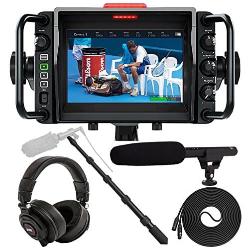Blackmagic Design URSA Studio Viewfinder 7" Live Production V-Lock Plate SDI Monitor Connection Detachable Sunshade Viewfinder for URSA Mini, LyxPro Microphone, XLR Cable, Headphones, Shotgun Mic