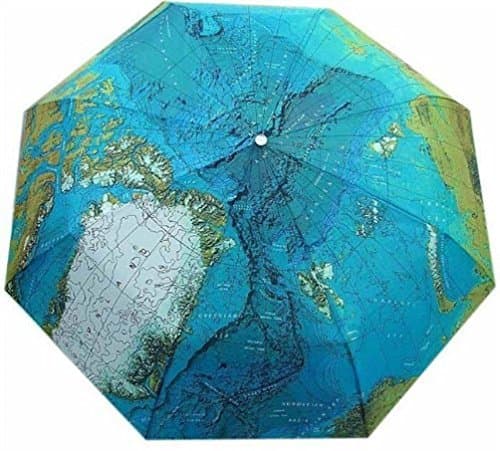 Annisking Three Elephant World Map Compact Auto Umbrella Folding Travel Umbrellas(#504jm11)