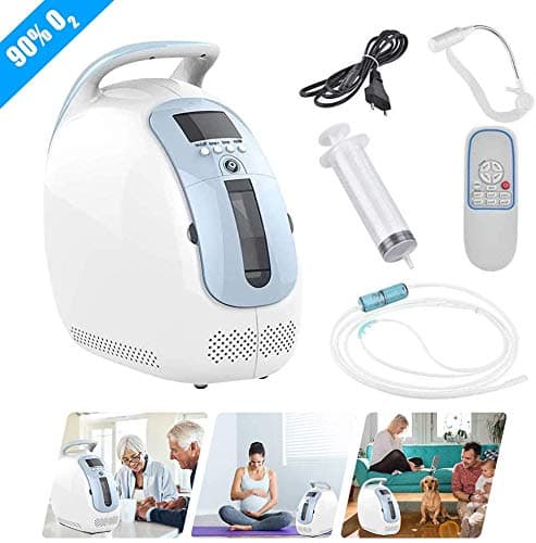 Portable Oxygen Machine 1-5L/min Home Oxygen Concentrator Generator with Remote O₂ Concentrator Air Purifier 90% High Purity Air Purification Machine for Home Travel Car Use