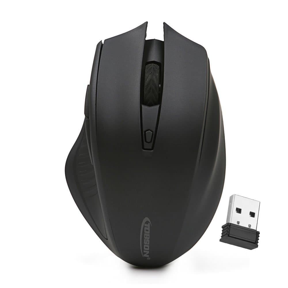 TOBSON 2.4GHz High Precision Infrared Wireless Mouse Mice with USB Receiver for Notebook, PC, Laptop, Computer, MacBook (Black)