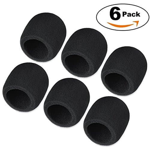 (6 Pack) Thicken Microphone Windscreen, Upgraded Foam Mic Cover, Professional Pop Filter for Your Recording, Broadcasting and Audio (Black)