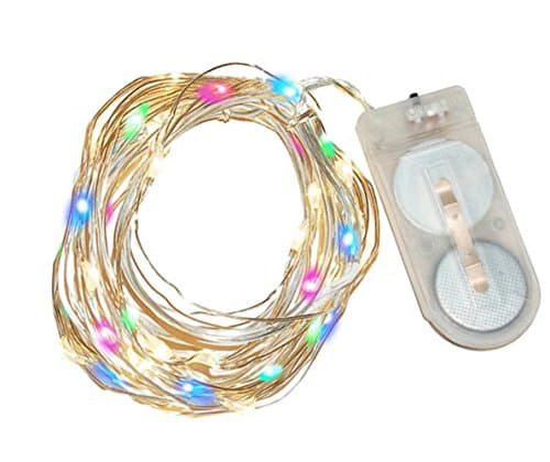 Home Order Collection 10 Ft Decorative String, 40 Count LED Indoor/Outdoor Lighted Micro Mini Fairy Lights Ornament Battery Operated Lights with Built in 4-Hour Timer (Silver Wire Multi-Color)