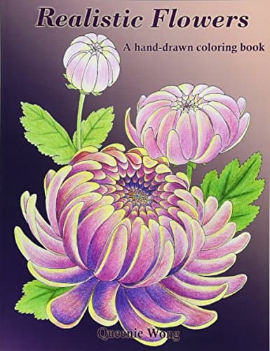 Realistic Flowers - A hand-drawn coloring book