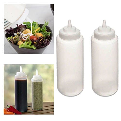 2 Pc Squeeze Bottles Ketchup Mustard BBQ Containers Dispenser Kitchen Condiments