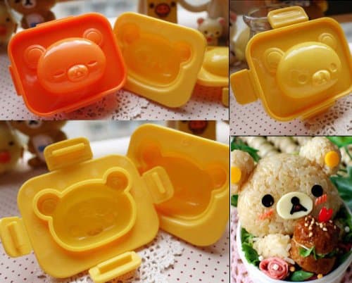 2 PCS Relax Little Bear Boiled Egg Sushi Rice Roll Mold Mould Kitchen Tool Bento