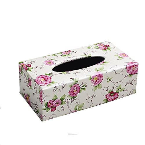 European Style Pu Feather Tissue Box Napkin Holder Lovely Rectangular Holder Box Cover (Color-J)