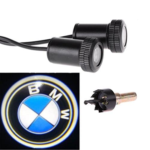 Slite Universal Car LED Projector Door Lamp Ghost Shadow Welcome Light Laser Emblem Logo Kit for BMW with Stylus Dust Plug- 1 Pair (BMW)
