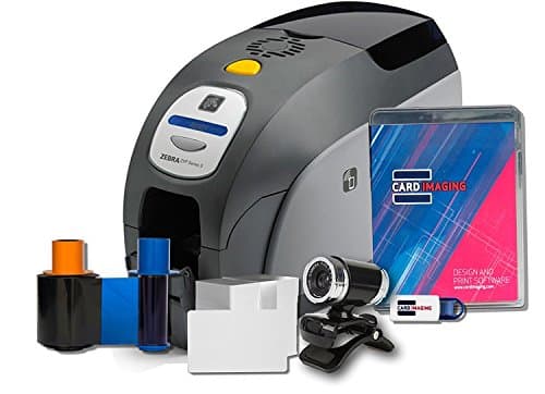 Zebra ZXP Series 3 Single Side Badge ID Card Printer & Supplies Bundle with Card Imaging Software