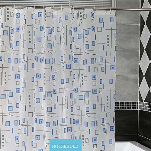 WYQ Blue Plaid Pattern Shower Curtain Waterproof Mildew Proof Quick Drying Moisture Proof Easy to Clean Comfortable Fabric Partition Curtain Set (Size : 180×300cm)
