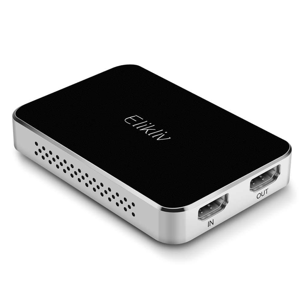 Elikliv Updated Game Capture Compatible for PS4 Pro XBOXONE SWITCH USB 3.1 Record in 1080P60 with Mic Input Ultra Low Latency