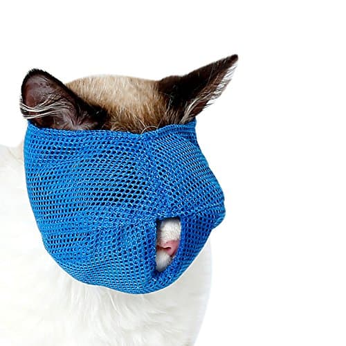 B5645ellsBreathable Mesh Lovely Cat Anti Bite Muzzle Travel Tool Bathing Bag Pet Supplies - Blue L