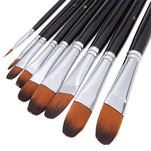 Professional Artist Paint Brushes set black- 9 Pcs, Long Handle, Brushes Perfect for Watercolor, Acrylics, Oil Paint, Gouache, Paint Palette Included. Suitable for Beginners, Artists and Students