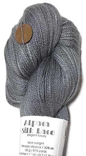 Hand Dyed Alpaca Silk Yarn, Solid Charcoal, Lace Weight, 100 Grams, 875 Yards, 70/30 Baby Alpaca/Mulberry Silk