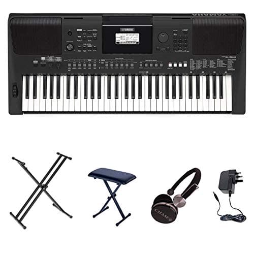 Yamaha PSR-E463 Keyboard Bundle With Double X Stand, Bench & Headphones