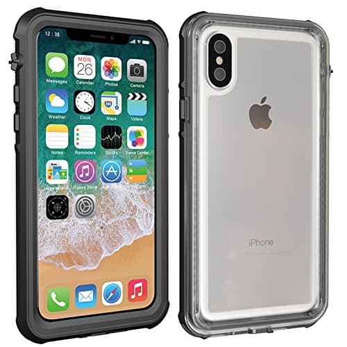 COOXER iPhone X Waterproof Case Slim Full Sealed with Strap IP68 Certified Sensitive Fingerprint Clear Sound Protective Cover Armor Outdoors Shockproof Dustproof Underwater Case for iPhone X / 10