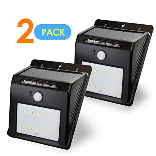 Solar Motion Sensor Light. PathBrite 10 LED Super Bright, Cordless Powered, Auto On/Off, Night and Movement Detector, Waterproof. Great for Outdoor Entrance, Pathway, Outside Wall, Patio (pack of 2)
