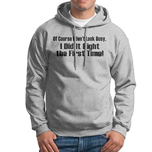 FDLB Men Don't Look Busy Did It Right 1st Time Hip-Hop Classic Hoodie Hooded Sweatshirt L Ash