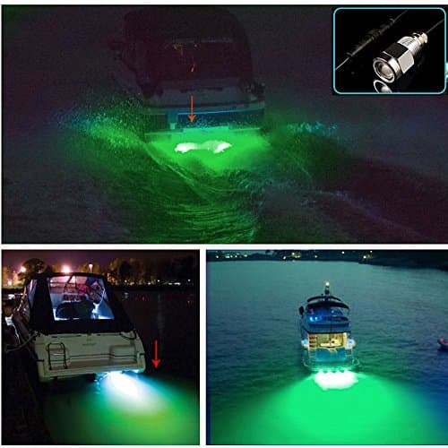 Green 6 led 1/2" NPT Underwater Boat Drain Plug Light with connector for fishing Set28
