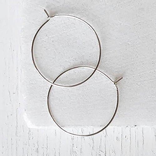 Sterling Silver 14k Goldfill Medium Thin Wire Delicate Hoop Earrings Christmas 25th Silver Anniversary Gift for Her Jewelry