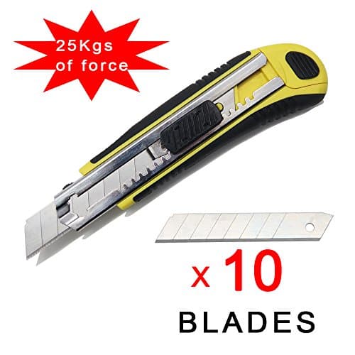 Autoload Utility Knife,Heavy Duty,Comfortable Rubber Grip,Stainless Steel Blades x10,Multipurpose