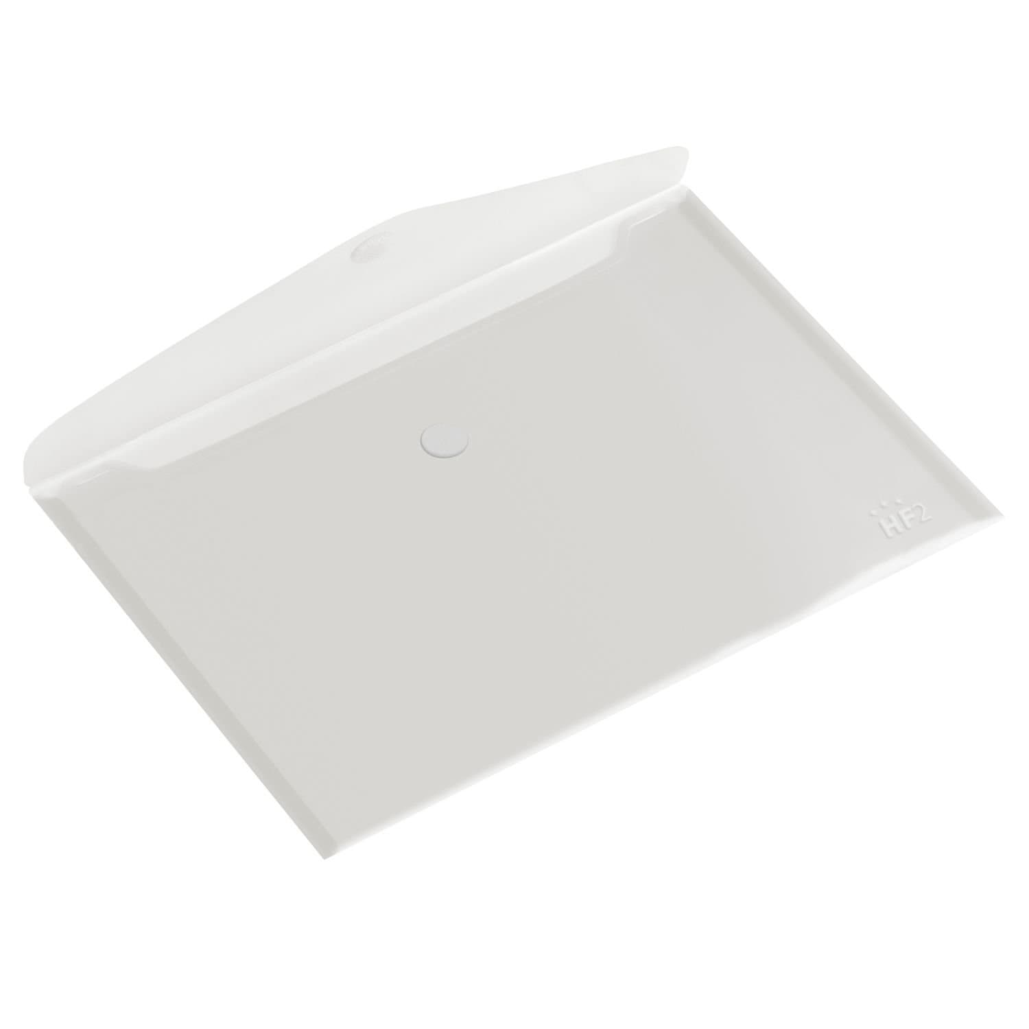 HF2 Wallet Folder (Pack of 10) | A5 Size | Envelope Document Folder with Hook & Loop Closure | Clear & Transparent | For Home & Offices | Landscape Document Organizer & Holder, Clear/White, 190461