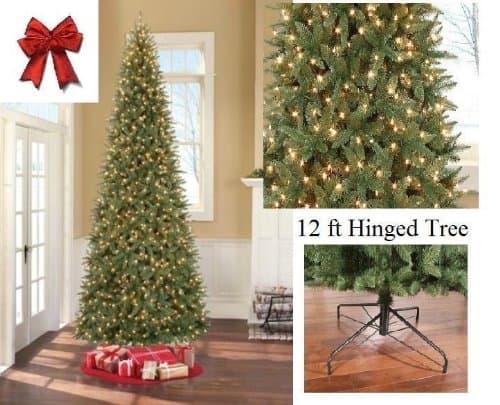 12 ' Ft Tall Artificial Slim Christmas Tree W/1100 Lights Stunning!
