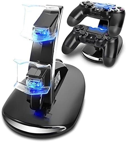 VSEER PS4 Controller Charger,DualShock 4 Dual USB Charging Charger Docking Station Stand for Sony Playstation 4 PS4 / PS4 Pro / PS4 Slim Controller - Black