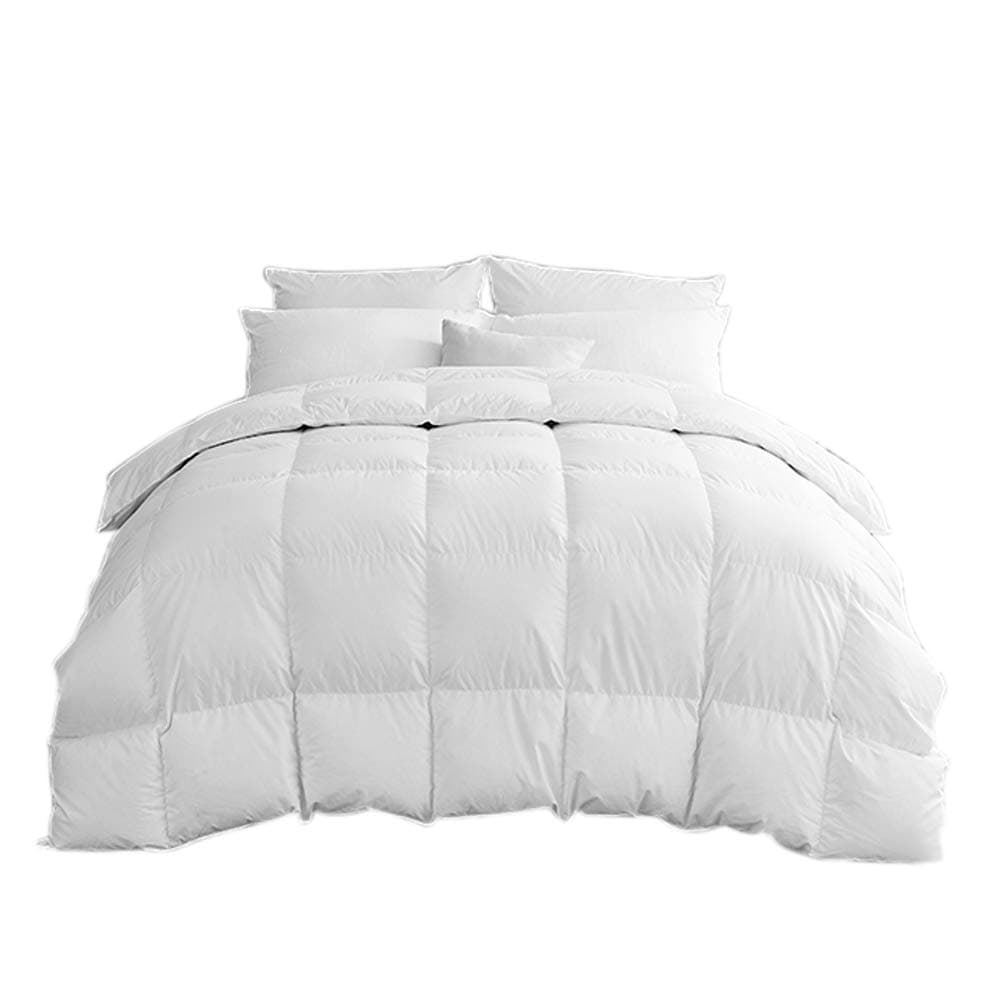 Luxurious White 90% Goose Down and 10% Goose Feather Comforter Duvet Insert 100% 233 Tc Cotton Protector Twin Size 68 X 86 Inch ,750+ Filling Power