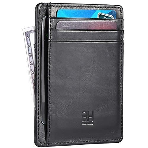 Slim RFID Blocking Minimalist Front Pocket Wallet Leather Card Holder for Men