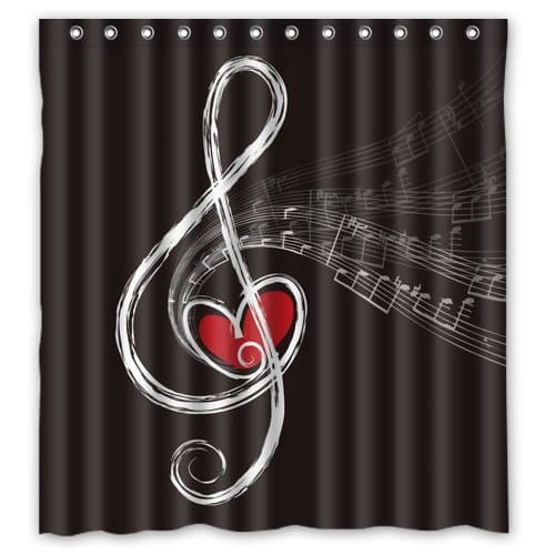 CozyBath Music Note Waterproof Polyester Fabric 66"(w) x 72"(h) Shower Curtain and Hooks