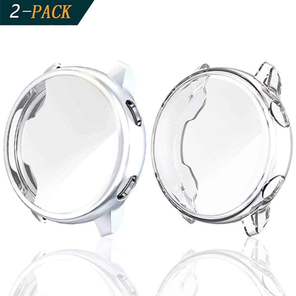 Cerike for Samsung Galaxy Watch Active 40mm Screen Protector,All-Around TPU Anti-Scratch Flexible Case Soft Protective Bumper Cover for Samsung Galaxy Watch Active Smartwatch (Clear+Silver)