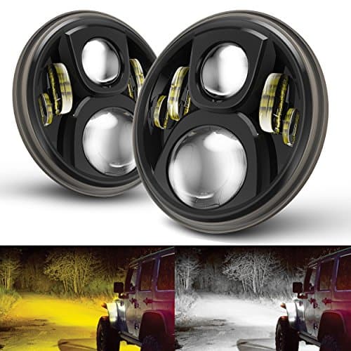 2PCS Round 7'' LED Headlight with WHITE & AMBER Low Beam for Jeep Wrangler JK TJ LJ CJ Hummber H1 H2 MINGLI Black 7 Inch CREE LED Daymaker Headlights for Jeep Wrangler 97-2017 JK TJ LJ