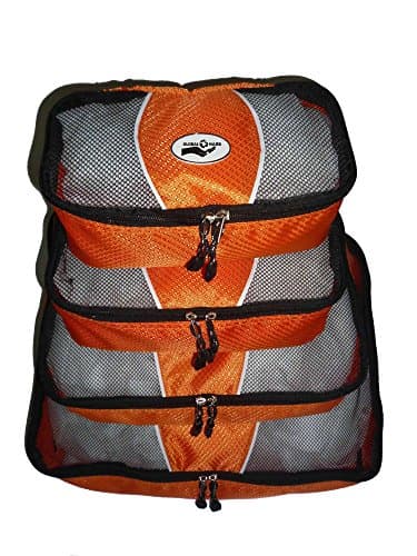 Global Hand Packing Cube Organizer Systems Set for Travel, Home, Kitchen, Office, Arts and Crafts, Small/Medium/Large/X-Large, Orange, 4 Piece/Set