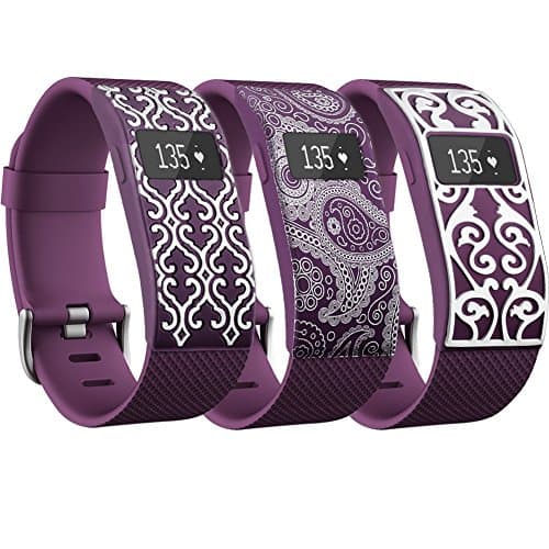 ANBIC Fitbit Charge/Charge HR Bands Cover-Rubber Sleeve Protector Accessories (No Tracker) - 3 Pack Plum