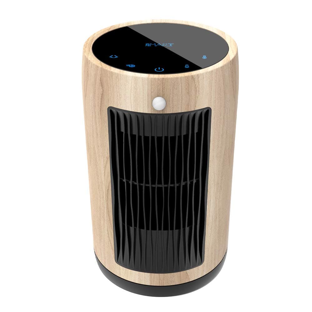 Electric Space Heater 1500W Portable Smart control,Touch panel, PIR Motion Sensor, Function 3 Modes with Overheat & Tip-over Shut off ,wood grain housing (Yellow fir)