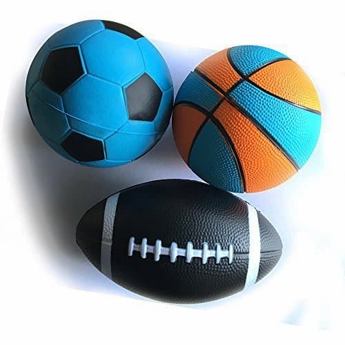 Chastep Toy Training Soft 4Inch 10cm Mini Foam Set Play Bouncy Balls for Children Kids (above 3 years old girl boy ) Garden Toys with Basketball Football Rugby Ball