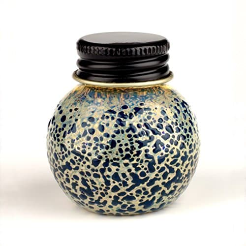 Blown Glass Screwcap Bottle - Blue-Green/Silver