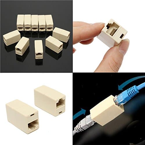 10Pcs RJ45 Cat5e Straight Network Cable Ethernet LAN Coupler Joiner Connector