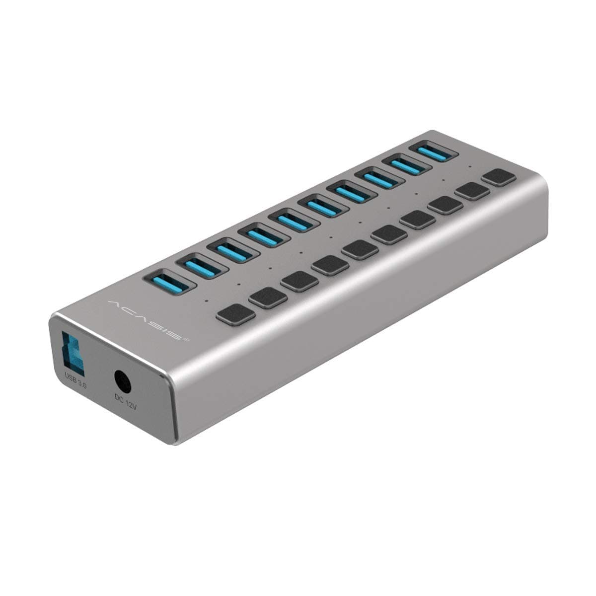 USB 3.0 Hub,10 Port USB Hub with Power Adapter/Charging Port/Individual Power Switches for Windows Vista/7/8/10, MacOS-8/9/X, Unix, Linux,Mobile HDD,Etc.