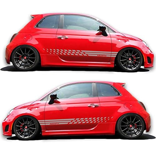 SG Motiv Silver Vinyl Side Graphics Racing Stripe Rocker Panel kit for Fiat Abarth 500