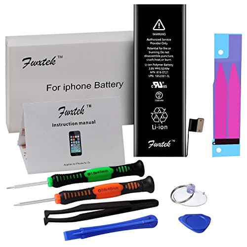 Replacement Battery for iPhone 5S / 5C by Fwxtek - New 0 Cycle 3.8V 1560mAh Li-ion Battery , Instructions and Tools - Works with All iPhone 5S / 5C Carriers (not iPhone 5) - 1 Year Warranty