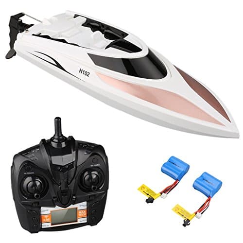 Virhuck Remote Control Boat High Speed 25 KM/H, 2 pack 7.4V 600mah Batteries, 180° Flip, Self-Righting, Low Voltage Alarm, Waterproof Hull with Anti-tilt Modular red and gray (Gray)