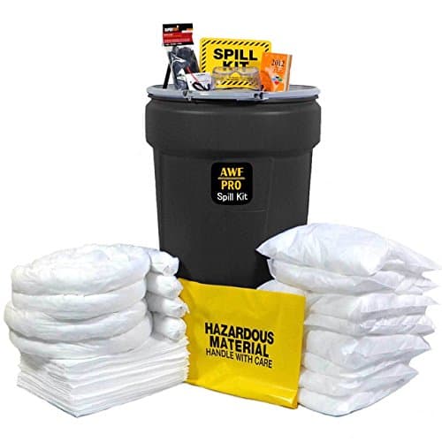 55 Gallon Oil Only Spill Kit Includes Lever Lock Drum 50 Spill Pads 15"x19",4 Socks 3"x12',8 Pillows 18"x18",Safety Goggles,Chemical Gloves,Emergency Response Guidebook,Disposal Bags,Spill Sign