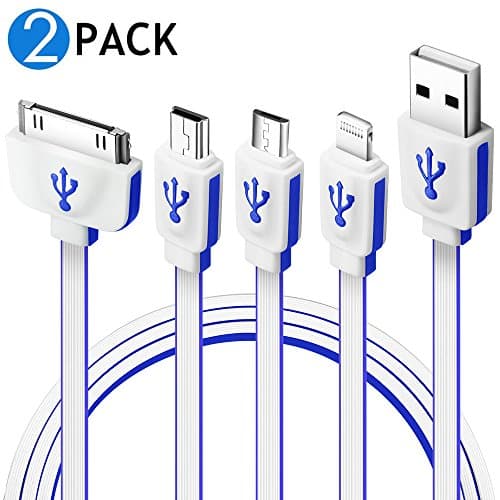 Winsword Multi Charger, 2 Pack (3.3ft) 4 in 1 Multiple USB Charging Cable Adapter with 8 Pin Lightning / 30 Pin / Micro USB 2.0 / Mini USB Ports for iPhone, iPad, Samsung and Android Phones and More