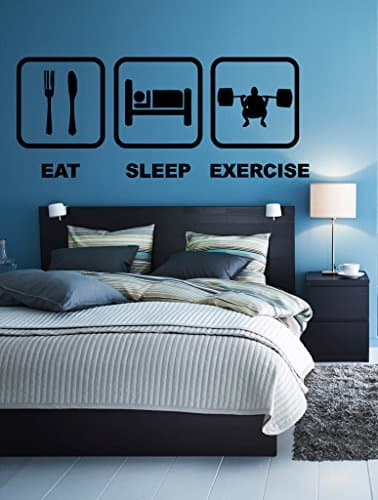 Wall Sticker Decal Room Eat Sleep Exercise Work out training fitness gym crossfit 1681b