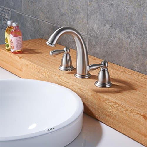 Yodel Deck Mounted Two Handle three Holes Centerset Widespread Lavatory Bathroom Sink Faucet, Brushed nickel
