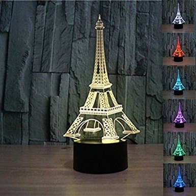 3D Eiffel Tower Night Light Remote Control Power Touch Switch Table Desk Optical Illusion Lamps 16 Color Changing Lights Home Decoration Xmas Birthday Gift