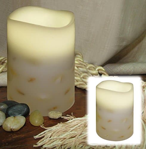 By BriteStar 5.5" Ivory B/O Embedded Seashells Flameless LED Lighted Flickering Wax Pillar Candle