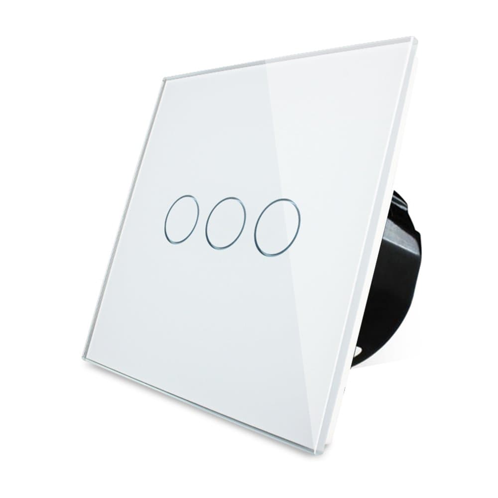 Wallpad Capacitive 1-200w 3 Gang 1 Way Ivory White Glass Touch Sensor Light Switch