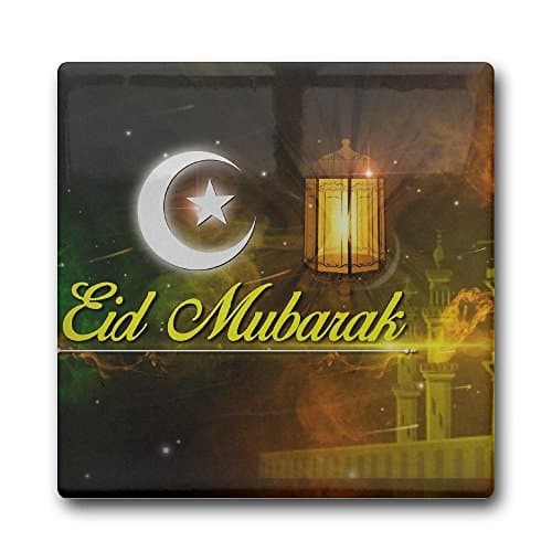 Personalized Coasters Happy Ramzan Eid Mubarak Wishes Square Ceramic Drink Coaster For Bar, Coffee Cup Mat Tea Pad Table Decoration Accessories